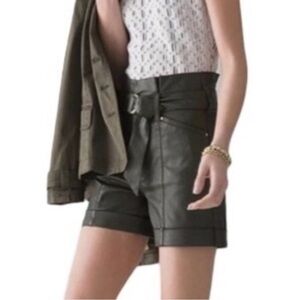 High-Waist Black Wax Coated Belted Women’s Shorts